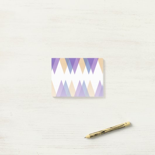 Lila, blaue und gelbe Dreiecke Post-it Klebezettel (Auf Schreibtisch)