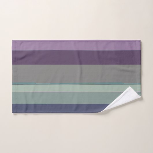 Lila, blaue und grüne Abstrakte Streifen Badhandtuch Set (Handtuch)