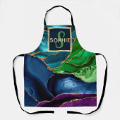 Lila, blaue und grüne Imitate Gold Glitzer Agate Schürze (Vorderseite)