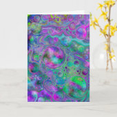 Lila, blaue und grüne Marmorflüssigkeit Karte (Gelbe Blume)
