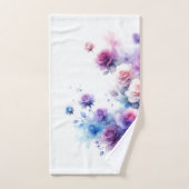 Lila, blaue und rosa Aquarellfarben-Rose Badhandtuch Set (Handtuch)