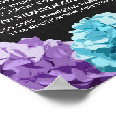 Lila, blaue und rosafarbene Hydrangea Chalkboard F Poster (Ecke)