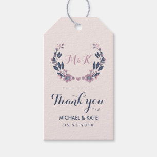 Lila Blaue Vintage Blume Wreath Wedding Geschenkanhänger