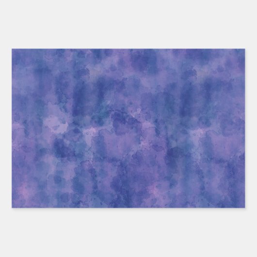 Lila blaue violette Wasserfarbenabstraktion Geschenkpapier Set (Vorderseite 2)