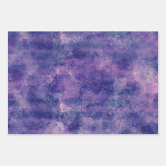 Lila blaue violette Wasserfarbenabstraktion Geschenkpapier Set (Vorderseite)