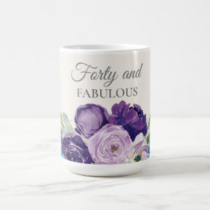 Lila Blaue Wasserfarbe Floral 40 und Fabelhaft Kaffeetasse