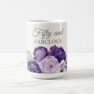 Lila Blaue Wasserfarbe Floral 50 und Fabelhaft Kaffeetasse