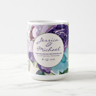 Lila Blaue Wasserfarbe Florale Hochzeitsgunst Kaffeetasse