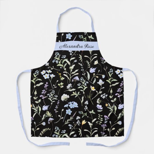 Lila Blaue Wasserfarbe Wildblume Benutzerdefiniert Schürze (Vorderseite)