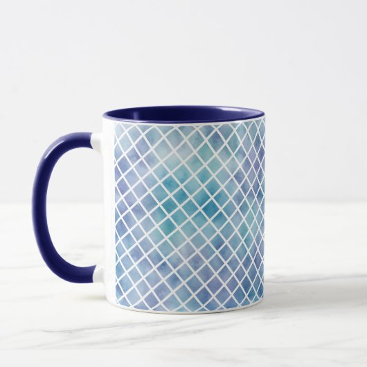 Lila blaue Wasserfarbenfliesen Tasse (Links)