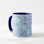 Lila blaue Wasserfarbenfliesen Tasse (Vorderseite Links)