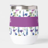 Lila Blaue Wildblumen-Wasserfarbe-Monogramm-Name (Rechts)