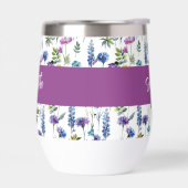 Lila Blaue Wildblumen-Wasserfarbe-Monogramm-Name (Links)