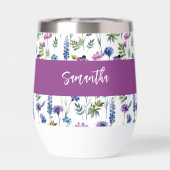 Lila Blaue Wildblumen-Wasserfarbe-Monogramm-Name (Rückseite)