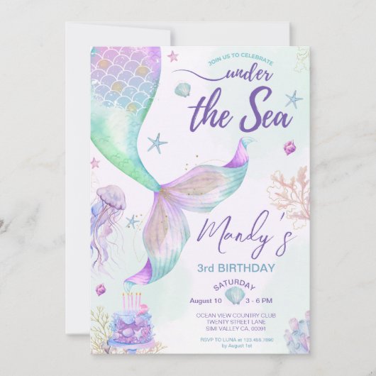 Lila Blauen und Goldmedaille unter Wasser Einladung (Vorderseite)