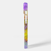 Lila BLAUENSCHALTFLÄCHE, GRÜNE GOLDGLITZERN Case-Mate iPhone Hülle (Rückseite / Links)