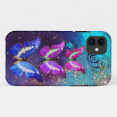 Lila BLAUENSCHALTFLÄCHE IN GOLDGLITZERN Case-Mate iPhone Hülle (Rückseite (Horizontal))