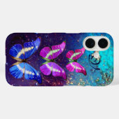 Lila BLAUENSCHALTFLÄCHE IN GOLDGLITZERN Case-Mate iPhone Hülle (Rückseite (Horizontal))