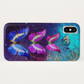 Lila BLAUENSCHALTFLÄCHE IN GOLDGLITZERN Case-Mate iPhone Hülle (Rückseite (Horizontal))