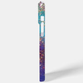 Lila BLAUENSCHALTFLÄCHE IN GOLDGLITZERN Case-Mate iPhone Hülle (Rückseite / Links)