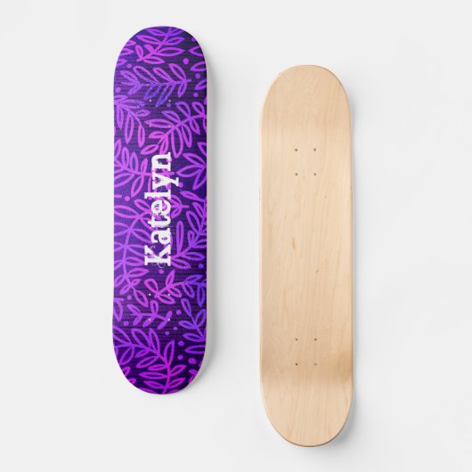 Lila blauer Blattblätterblätterblätterblätterblätt Skateboard (Vorderseite)