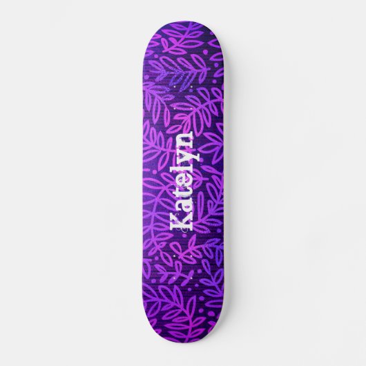 Lila blauer Blattblätterblätterblätterblätterblätt Skateboard (Vorderseite)