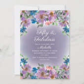 Lila Blauer Blumengeburtstag, 500-jährig Einladung (Vorderseite)