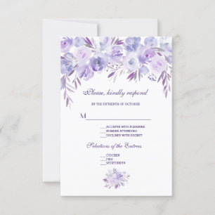 Lila Blauer Blumenzwiebelhochzeit RSVP Karte