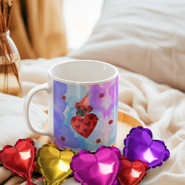 Lila Blauer Boxer Valentinstag Kaffeetasse