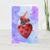 Lila Blauer Boxer Valentinstag Karte (Vorderseite)