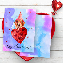 Lila Blauer Labrador Valentinstag Feiertagskarte