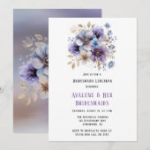 Lila Blauer Maler Blumenbridmaids Luncheon Einladung (Vorne/Hinten)