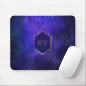 Lila Blauer Marmor aus Gold Monogram Mousepad (Mit Mouse)