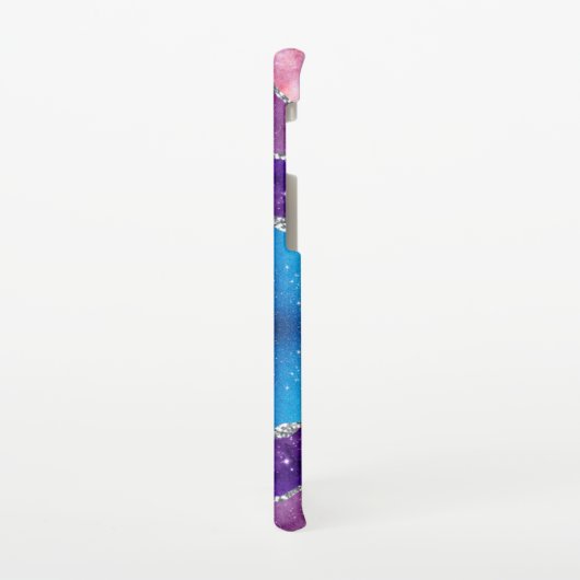 Lila, blauer Marmorgalaxie Agate & Silver Glitzer Samsung Galaxy Hülle (Linke Seite)
