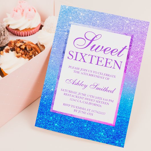 Lila blauer Meerjungfrau Glitzer Blau aquamarin Sw Einladung