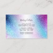 Lila Blauer Nebel Galaxy Glitzer Nails Visitenkarte (Rückseite)