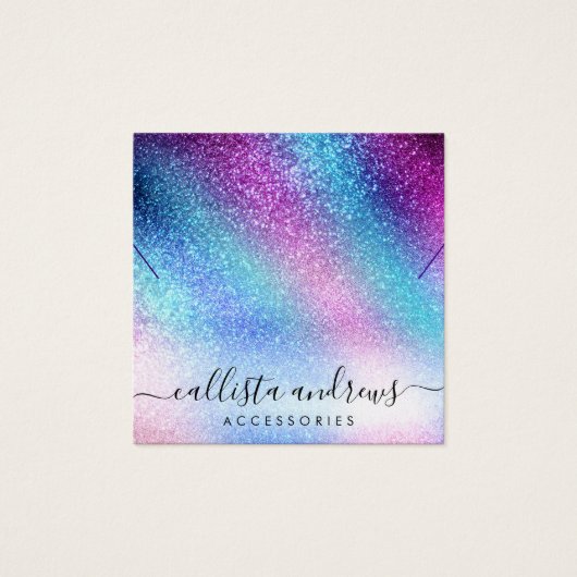 Lila Blauer Nebel Galaxy Glitzer Necklace Display (Vorderseite)