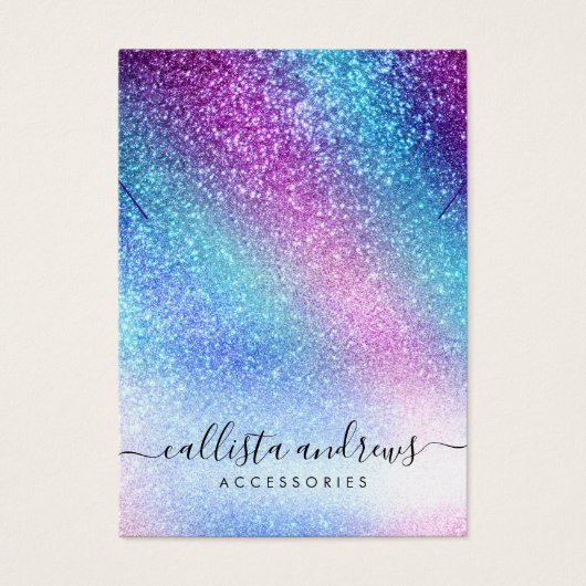 Lila Blauer Nebel Galaxy Glitzer Necklace Display (Vorderseite)