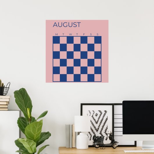 Lila blauer, nicht aktualisierter August-Kalender Poster (Heimbüro)