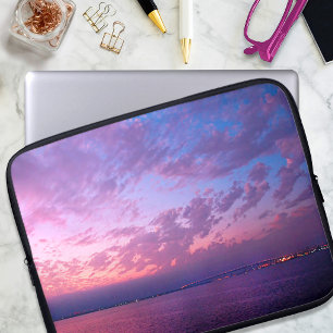 Lila-blauer Ozean-Sonnenuntergang-Foto modern und Laptopschutzhülle