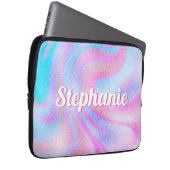 Lila Blauer Pink Shimmer Personalisierter Name wir Laptopschutzhülle (Vorne Rechts)