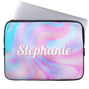 Lila Blauer Pink Shimmer Personalisierter Name wir Laptopschutzhülle