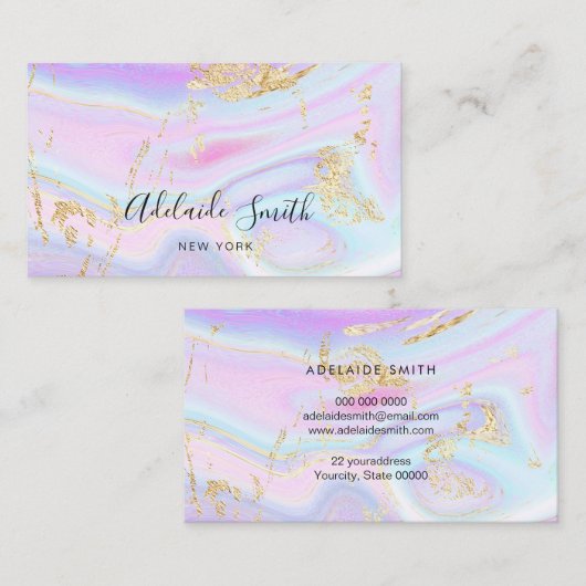 lila-blauer Rosa-Flüssigmarmor Visitenkarte (Vorne/Hinten)