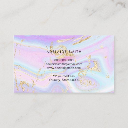 lila-blauer Rosa-Flüssigmarmor Visitenkarte (Rückseite)