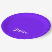 Lila, blauer schlicht pappteller (Schrägansicht)