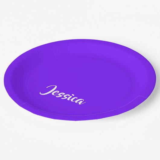 Lila, blauer schlicht pappteller (Schrägansicht)