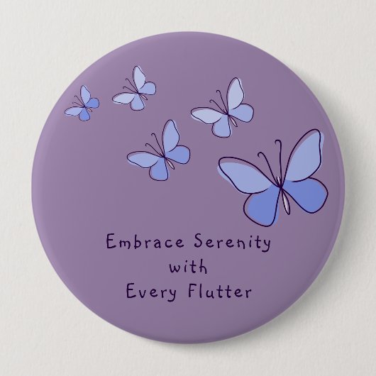 Lila Blauer Schmetterling Doodle Dein Motto Violet Button (Vorderseite)