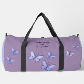 Lila Blauer Schmetterling Kaleidoskop Violet groß Duffle Bag (Vorderseite)