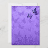 Lila, blauer Schmetterling Quinceanera Einladung (Rückseite)