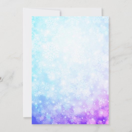 Lila Blauer Sparkeller Schneeflocken Winter Quince Einladung (Rückseite)